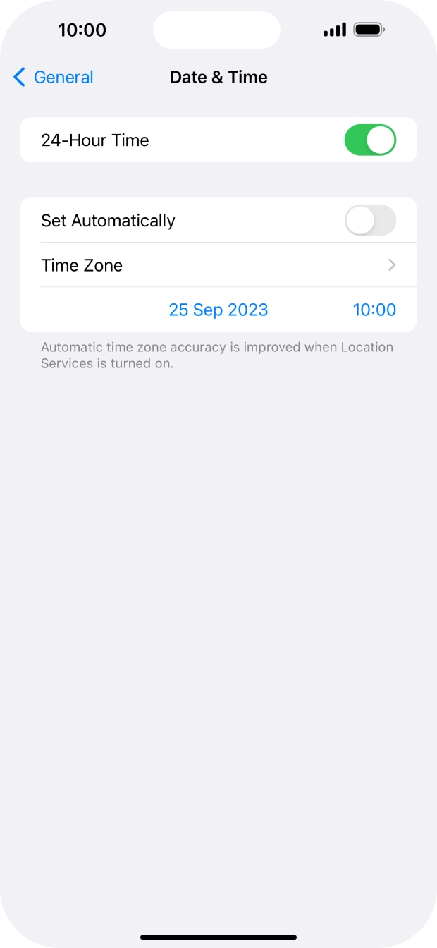 Press the indicator next to 'Set Automatically' to turn on the function.