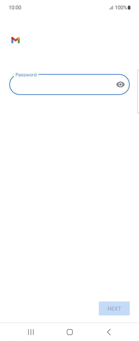 Press the field below 'Password' and key in the password for your email account. Press the field below 'Password' and key in the password for your email account.