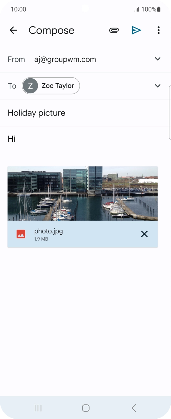 Press the send icon when you've finished your email.