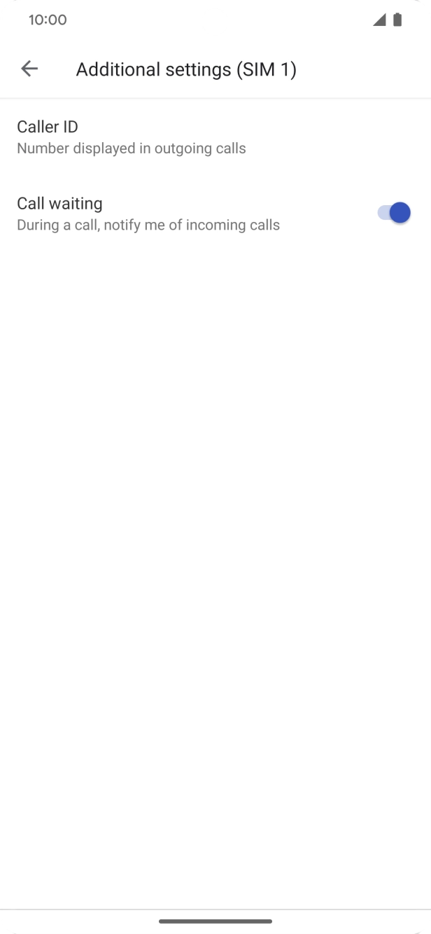 Press the indicator next to 'Call waiting' to turn the function on or off.