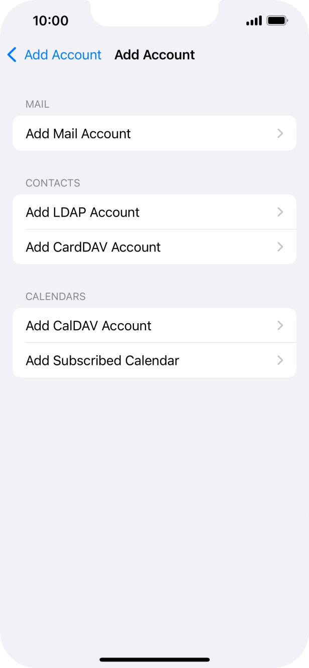Press Add Mail Account. Press Add Mail Account.