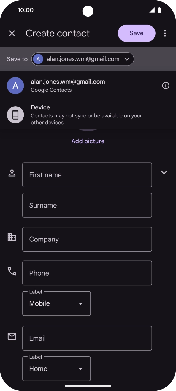 Press the required Google account. Press the required Google account.
