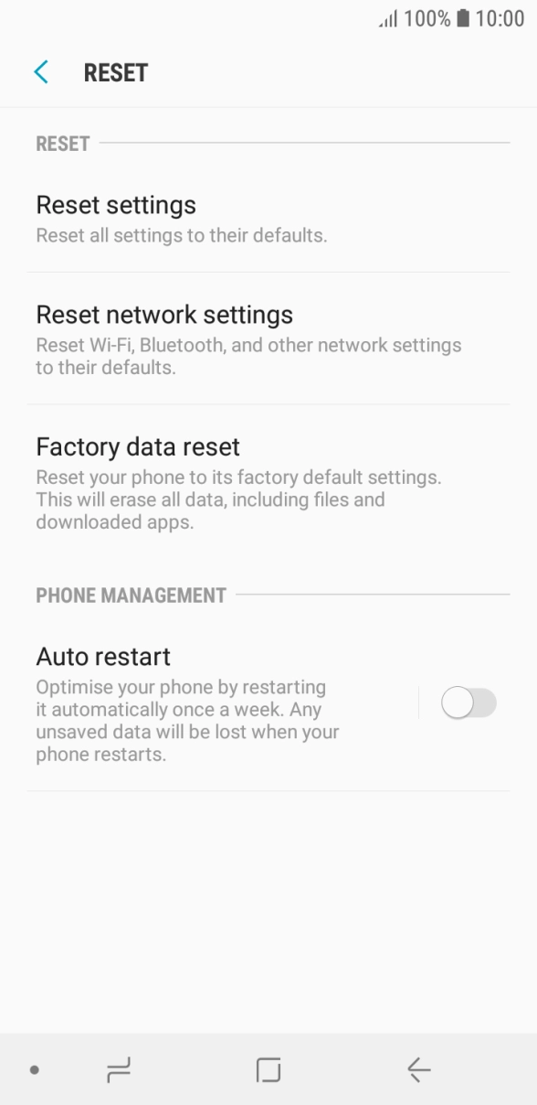Press Factory data reset.
