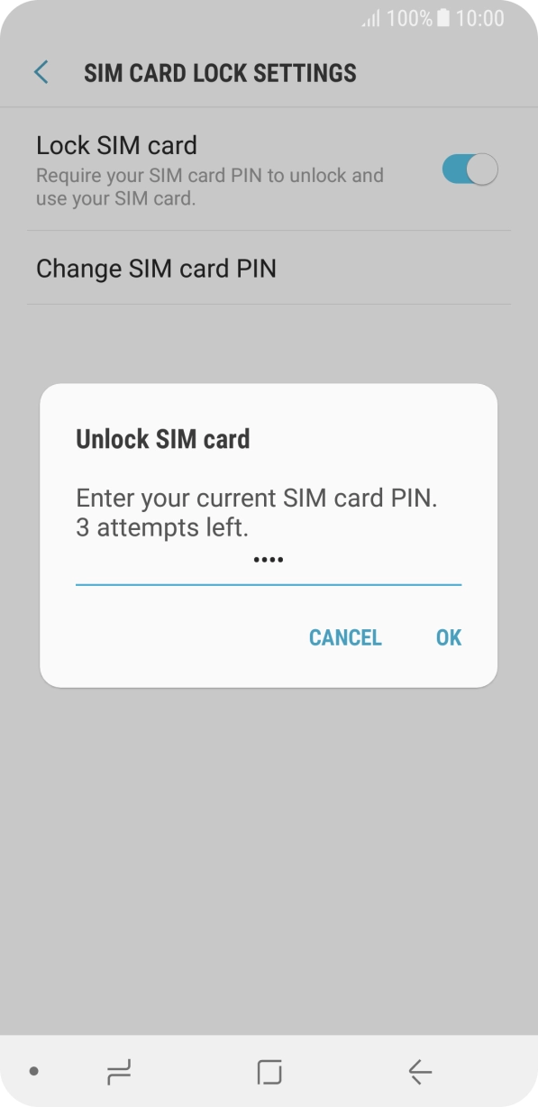 Key in your SIM PIN and press OK. The default SIM PIN is 0000.