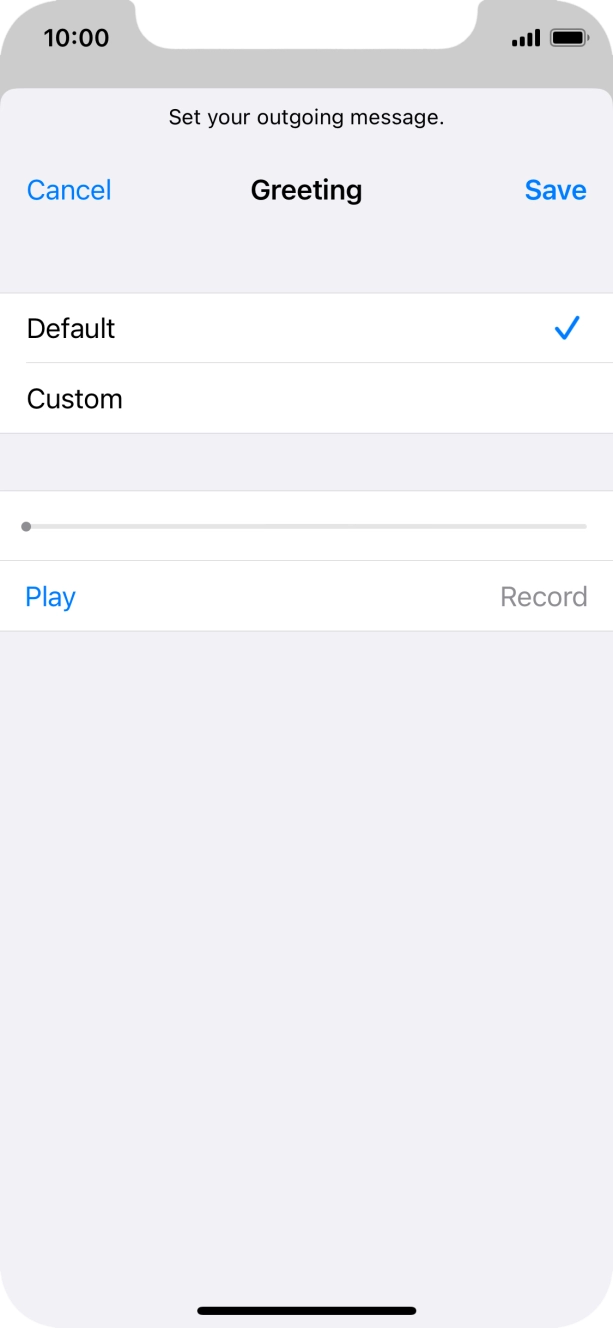 Press Default to select the default greeting. Press Default to select the default greeting.