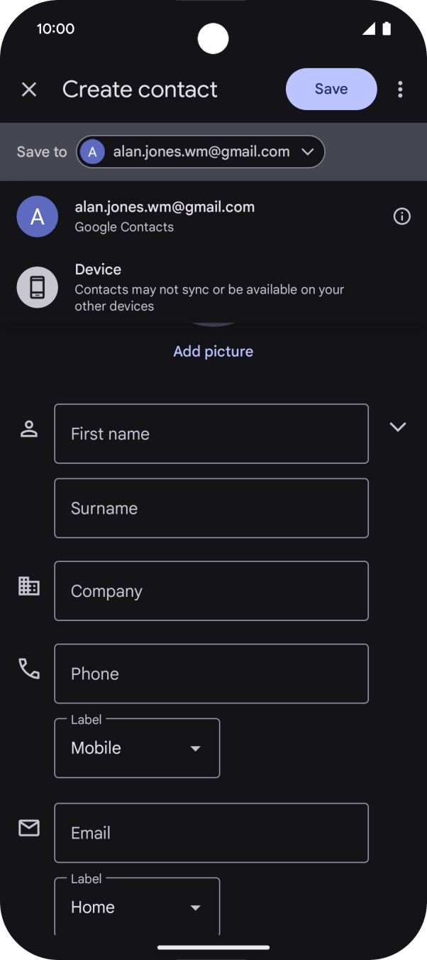 Press the required Google account. Press the required Google account.