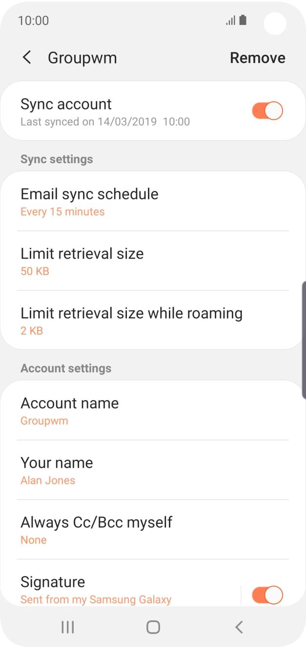 Press the indicator next to 'Sync account' to turn on the function.