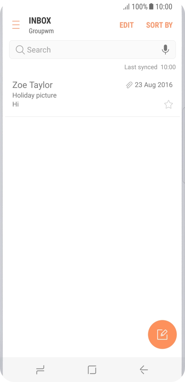 Press the new email icon. Press the new email icon.