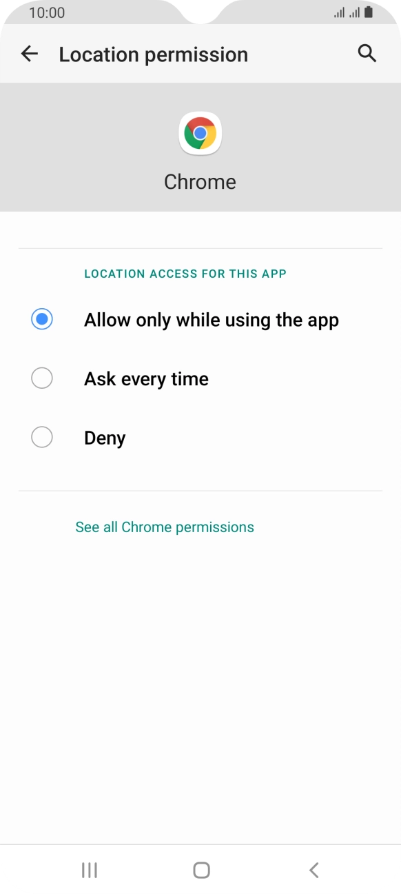 Press the required setting.