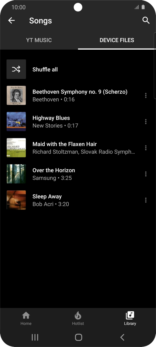 Press the required audio file.