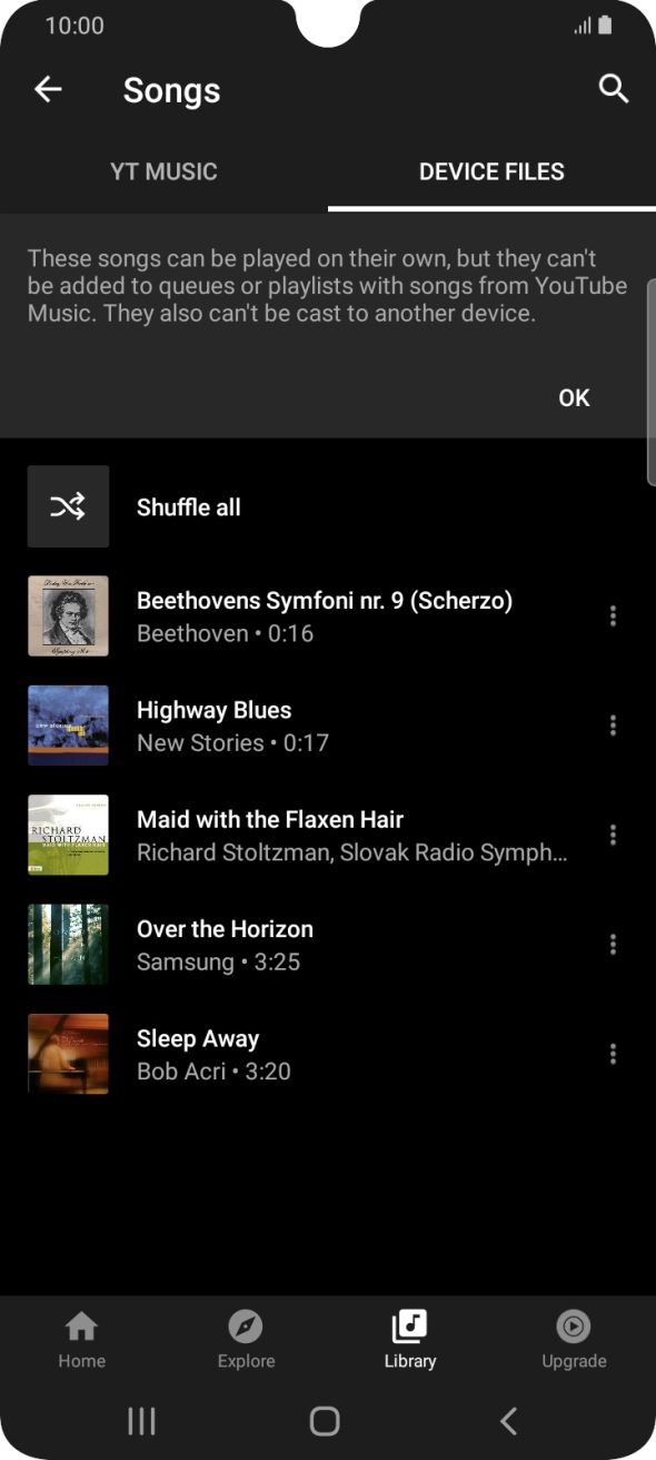 Press the required audio file.