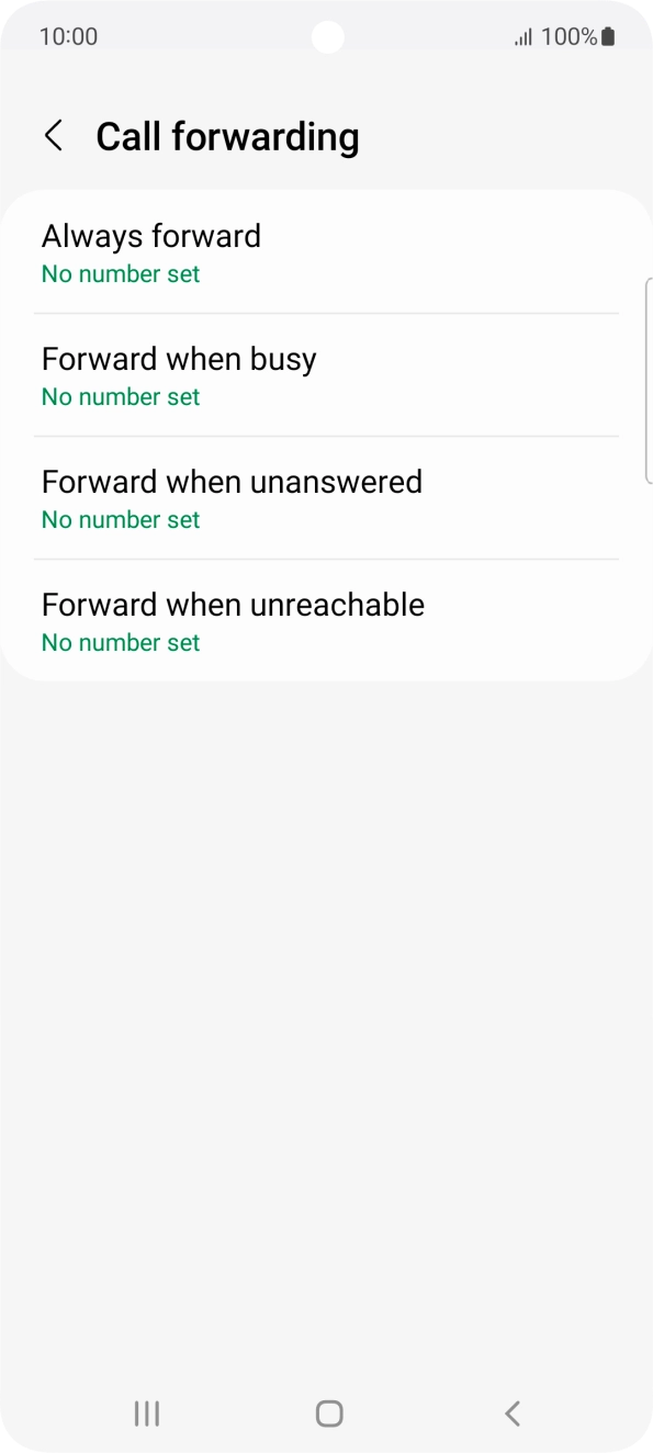 Press the required divert type. Press the required divert type.