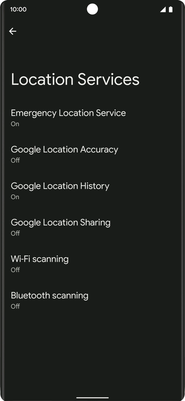 Press Google Location Accuracy.