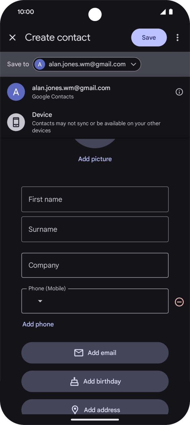 Press the required Google account. Press the required Google account.