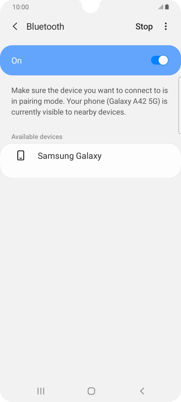 Press the required Bluetooth device and follow the instructions on the screen to pair the device with your phone.