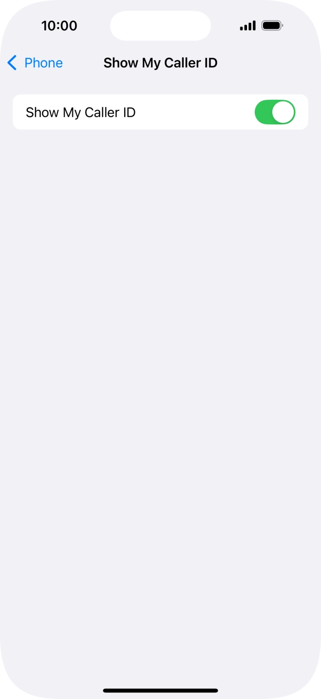 Press the indicator next to 'Show My Caller ID' to turn the function on or off.