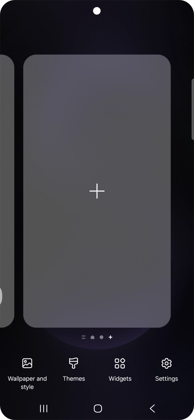 Press the add icon to add a home screen page.