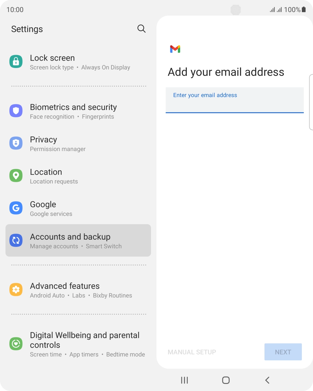 Press the field below 'Enter your email address' and key in your email address.