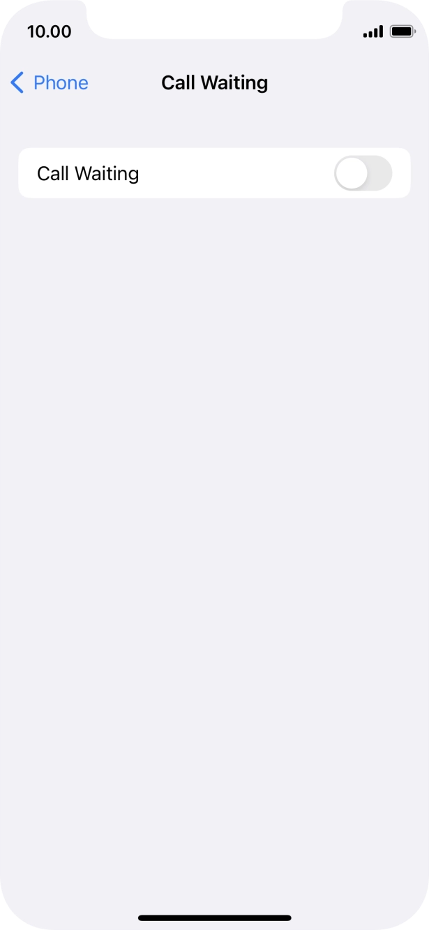 Press the indicator next to 'Call Waiting' to turn the function on or off.