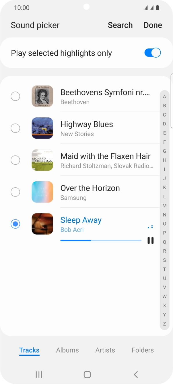 Once you've found a ring tone you like, press Done.