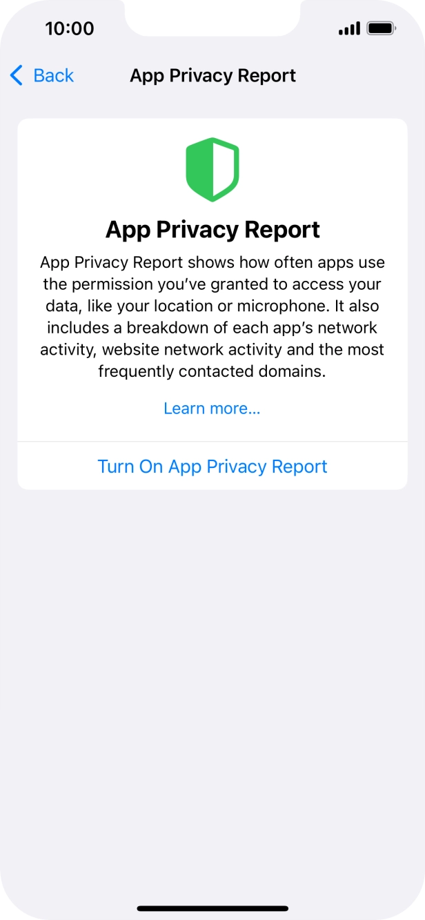 Press Turn On App Privacy Report to turn on the function.