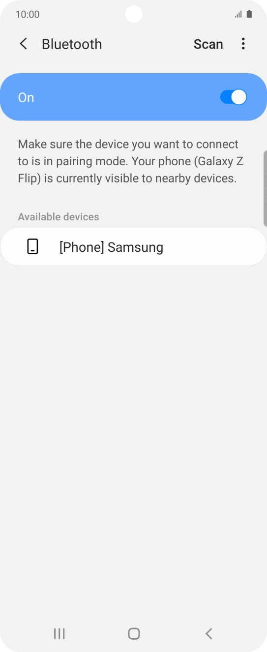 Press the required Bluetooth device and follow the instructions on the screen to pair the device with your phone.