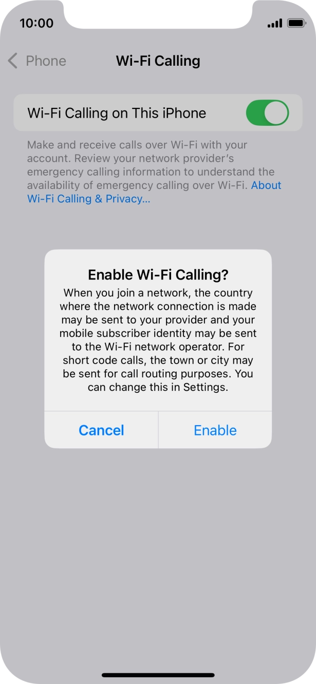 If you turn on the function, press Enable. If you turn on the function, press Enable.