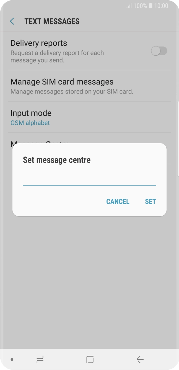 Key in +447802000332 and press SET.