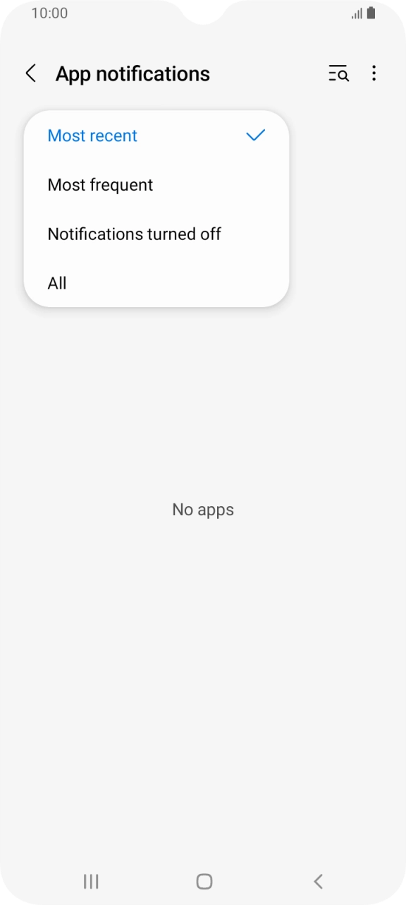 Press the required setting.