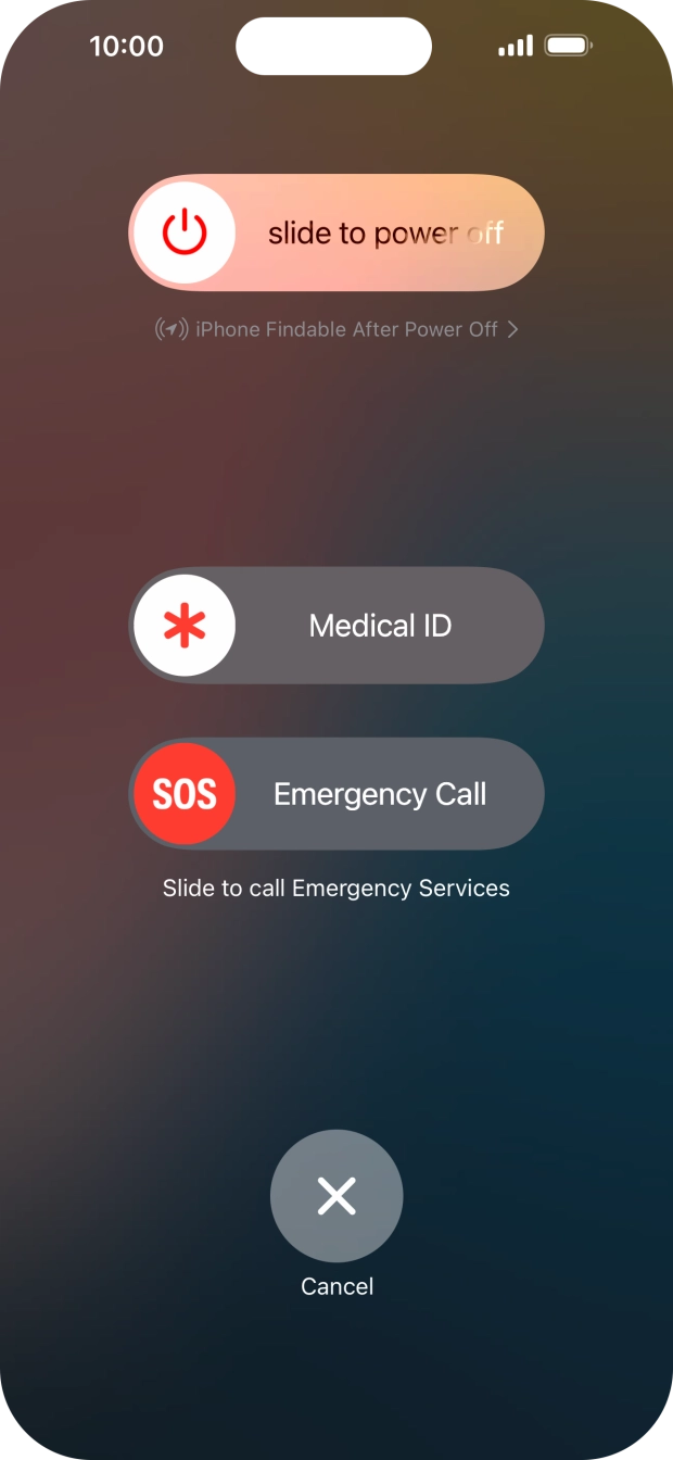 Press and drag the power off icon right.