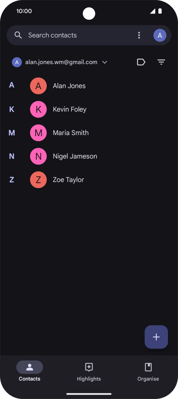 Press the new contact icon. Press the new contact icon.