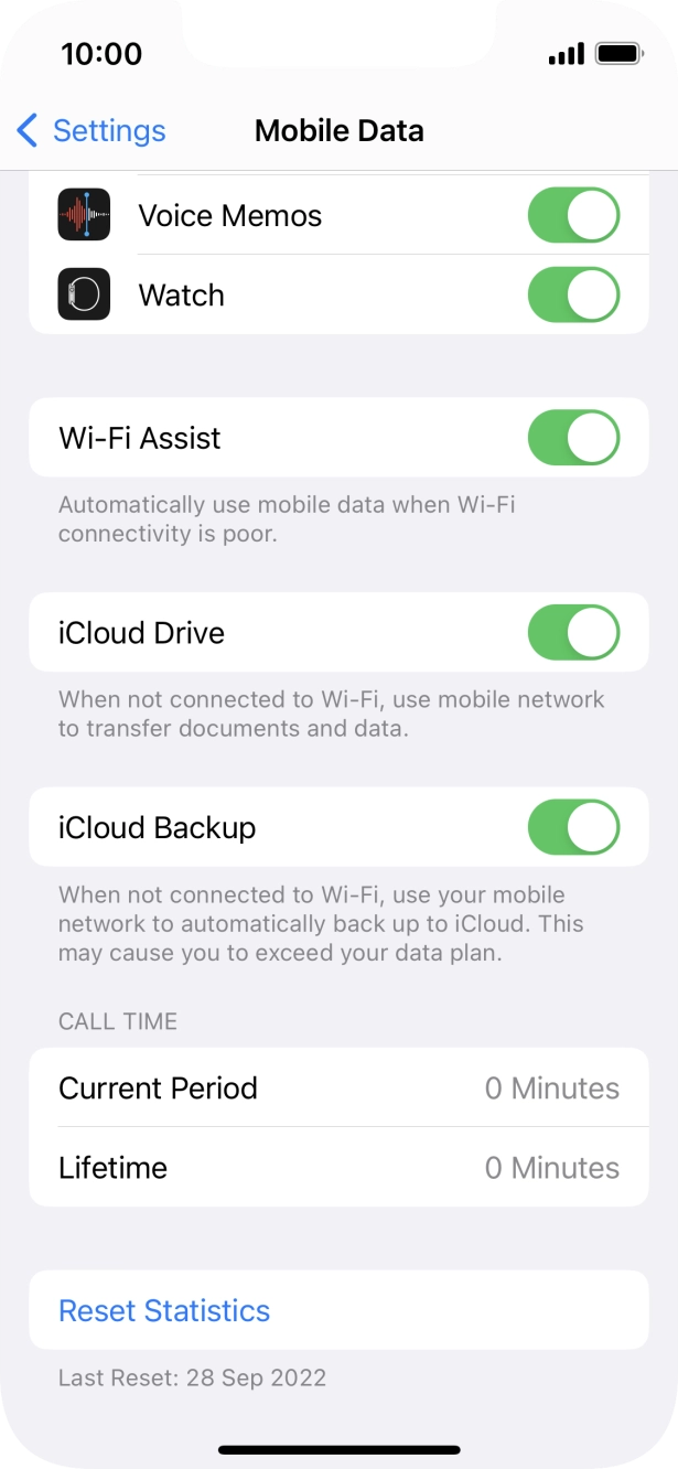 Press the indicator next to 'Wi-Fi Assist' to turn the function on or off.