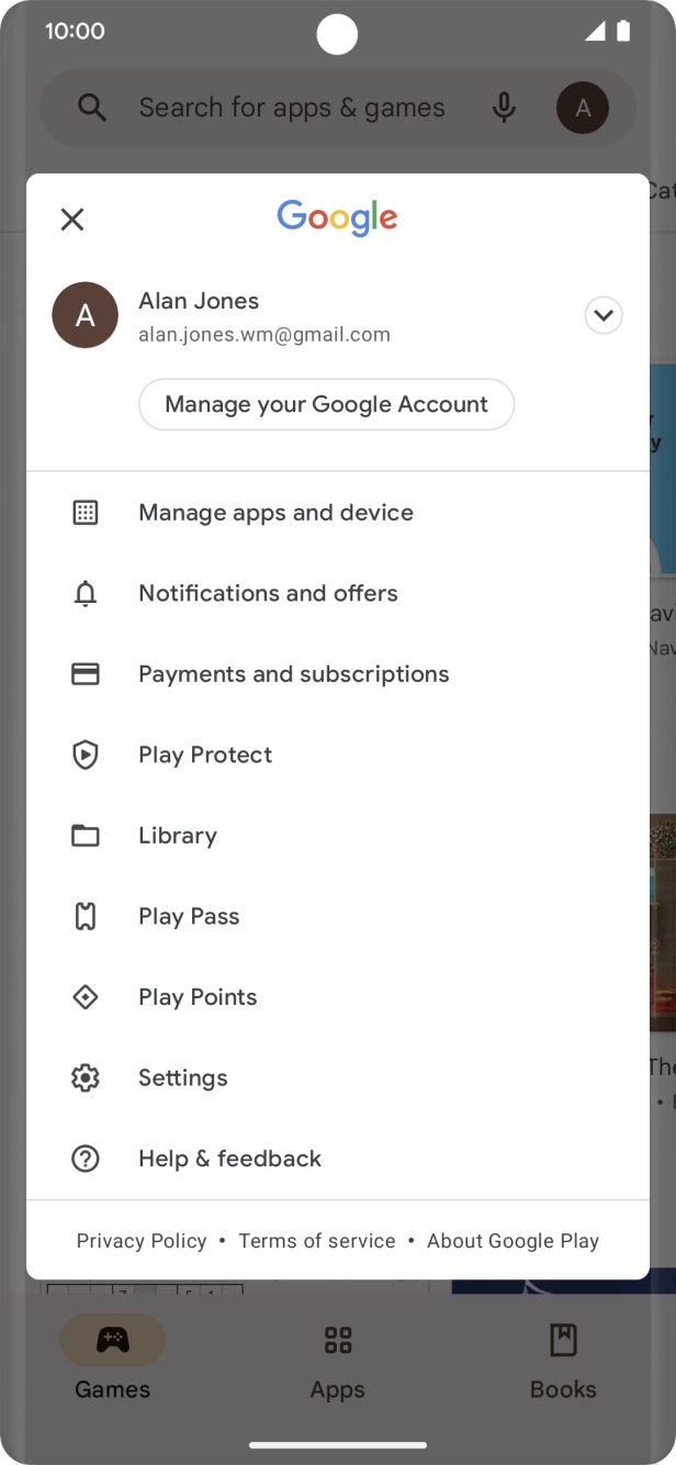 Press Manage apps and device.