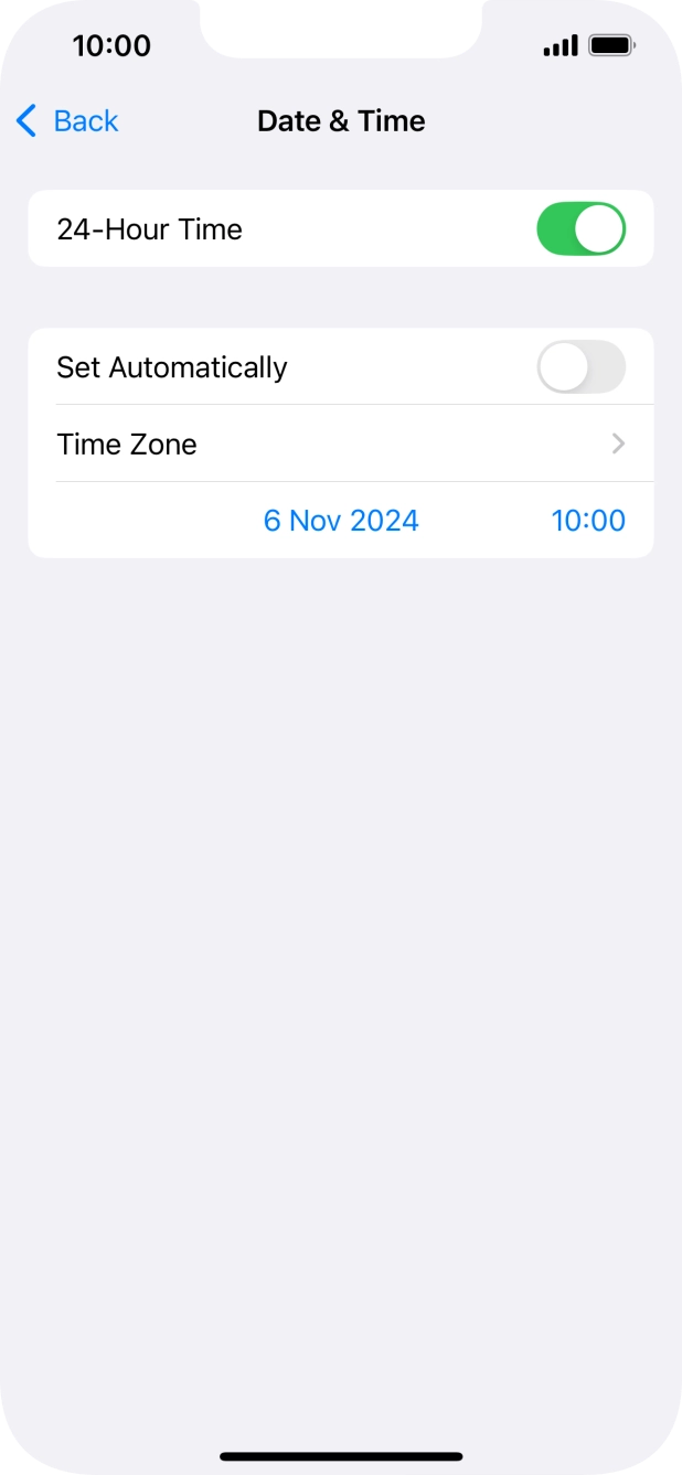 Press the indicator next to 'Set Automatically' to turn on the function.