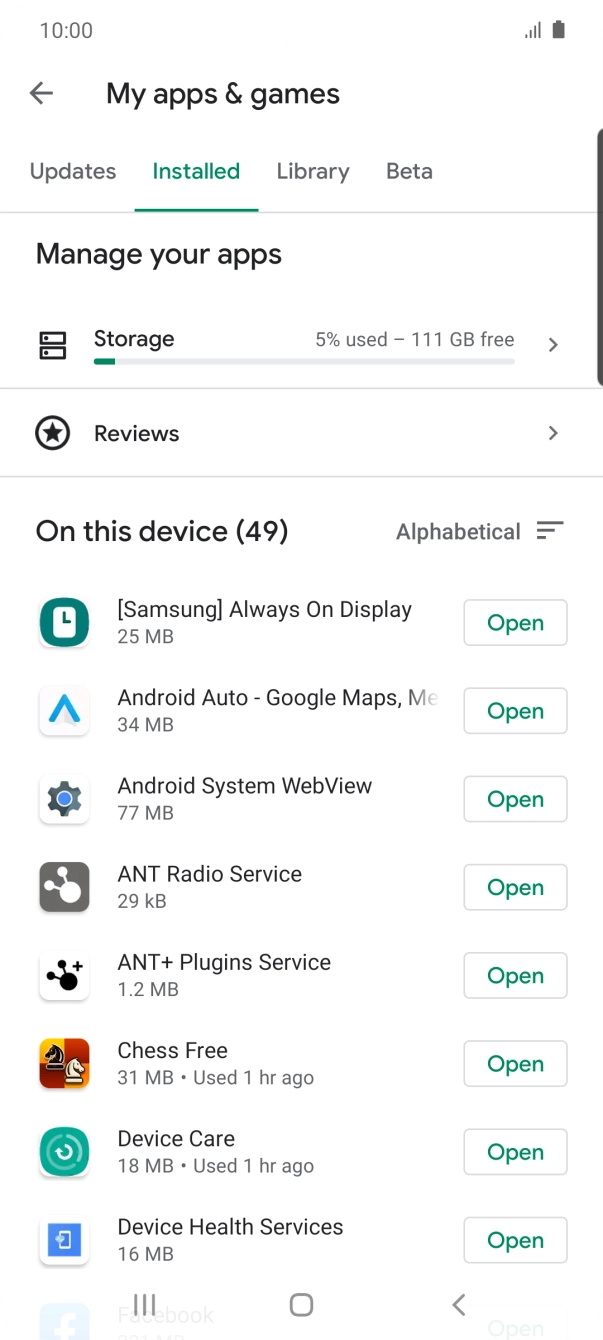 Press the required app.