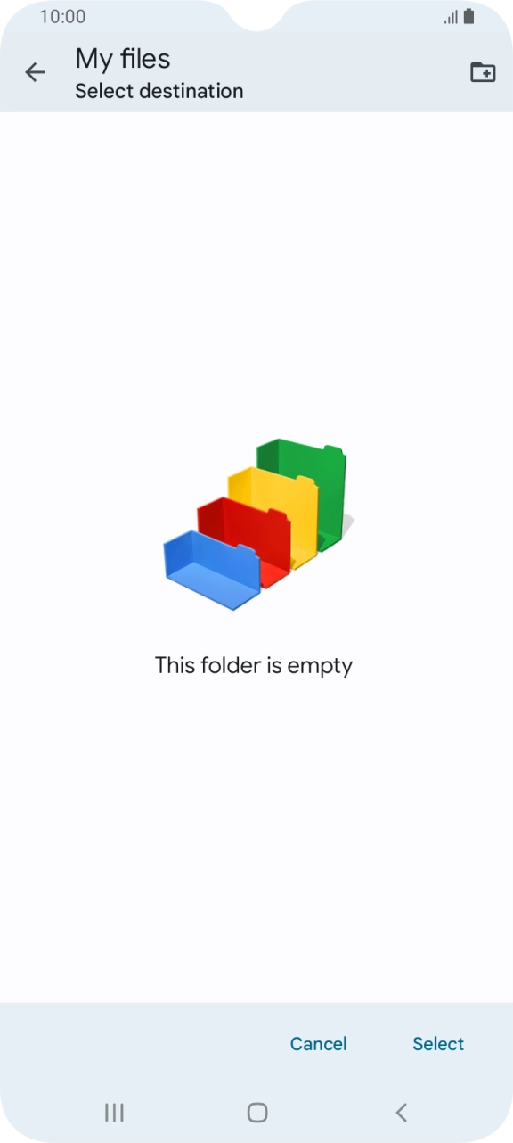 To create a new folder, press the new folder icon and follow the instructions on the screen to create a new folder.
