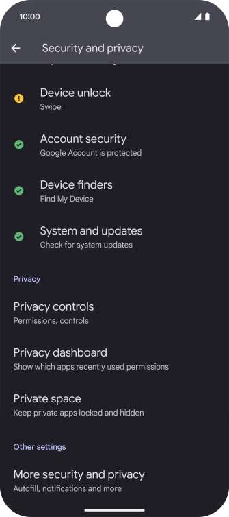 Press More security and privacy.