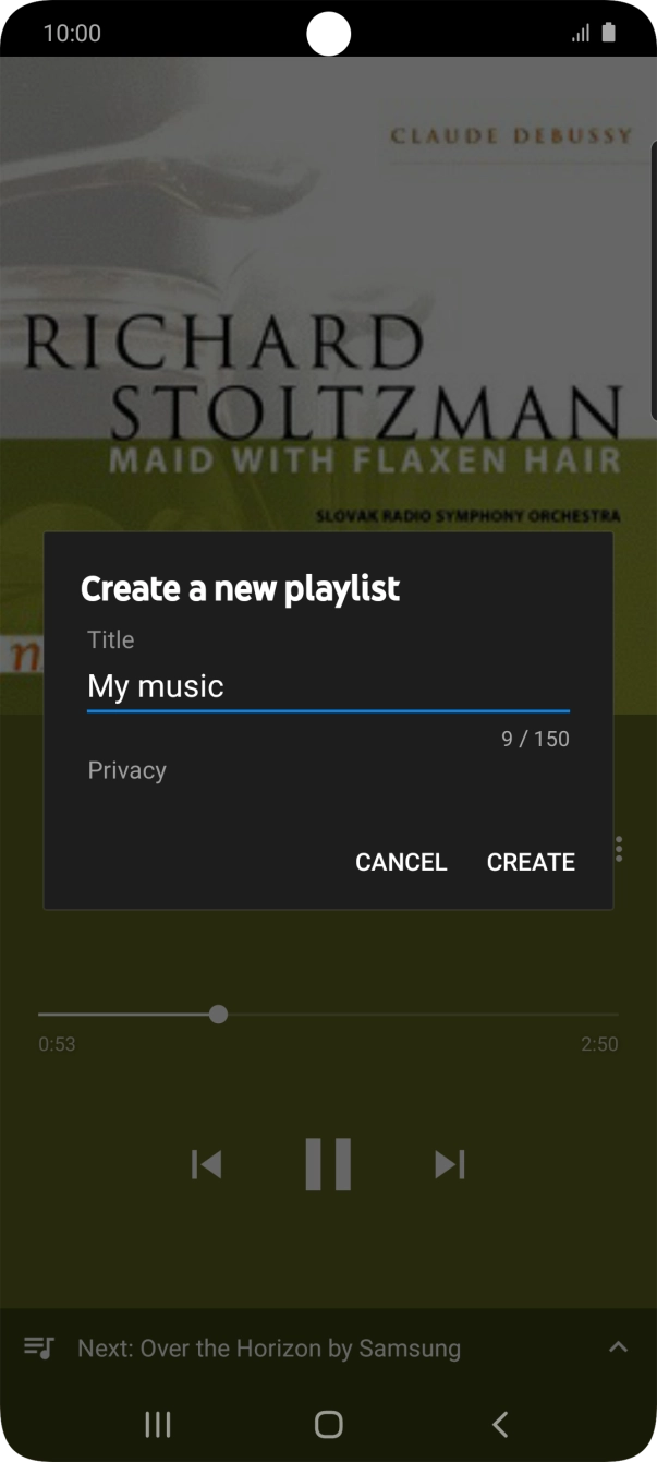 Key in a name for the playlist and press CREATE.