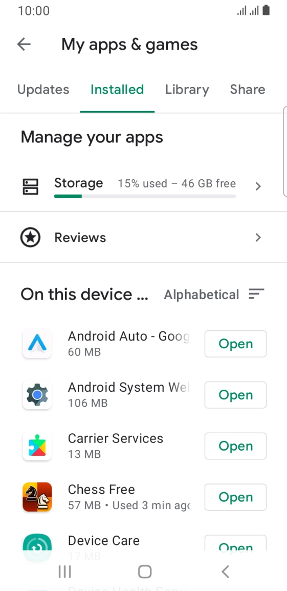 Press the required app.