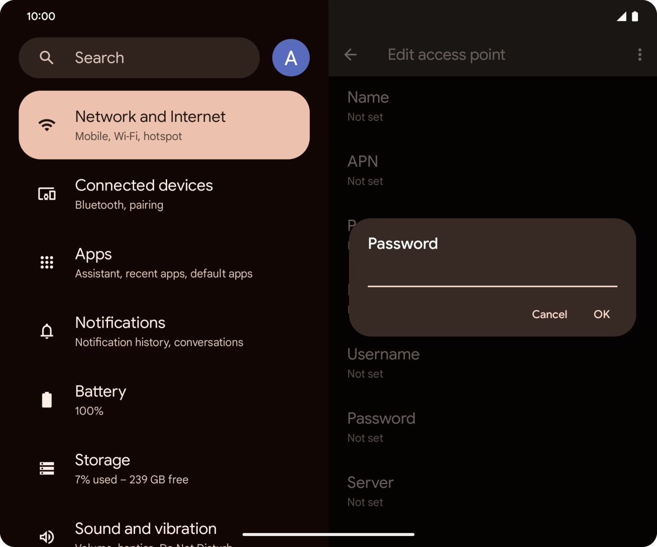 Key in p and press OK.