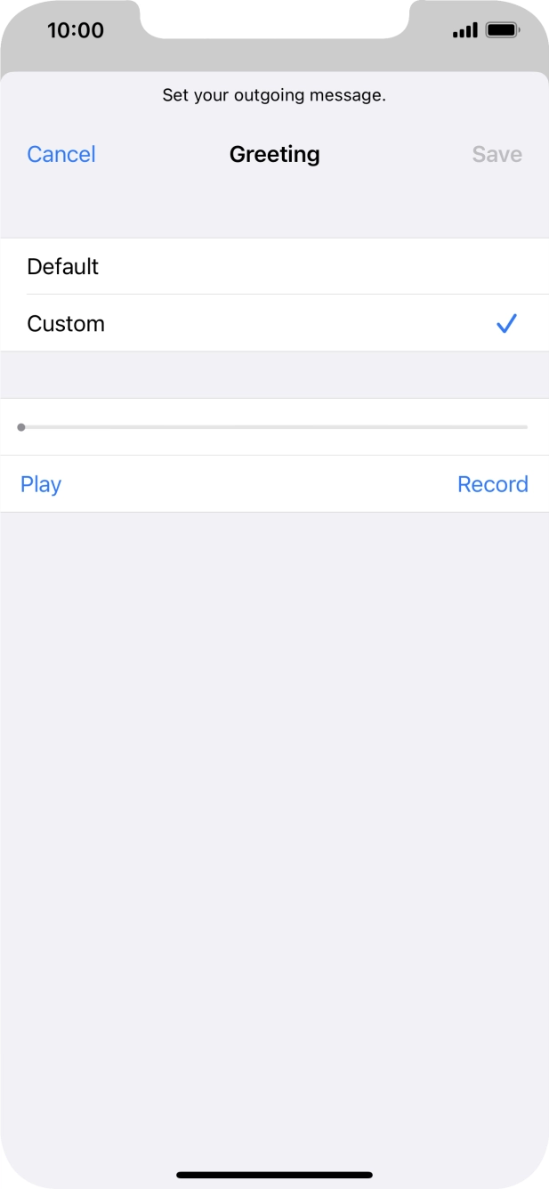 Press Record to start recording a personal greeting.