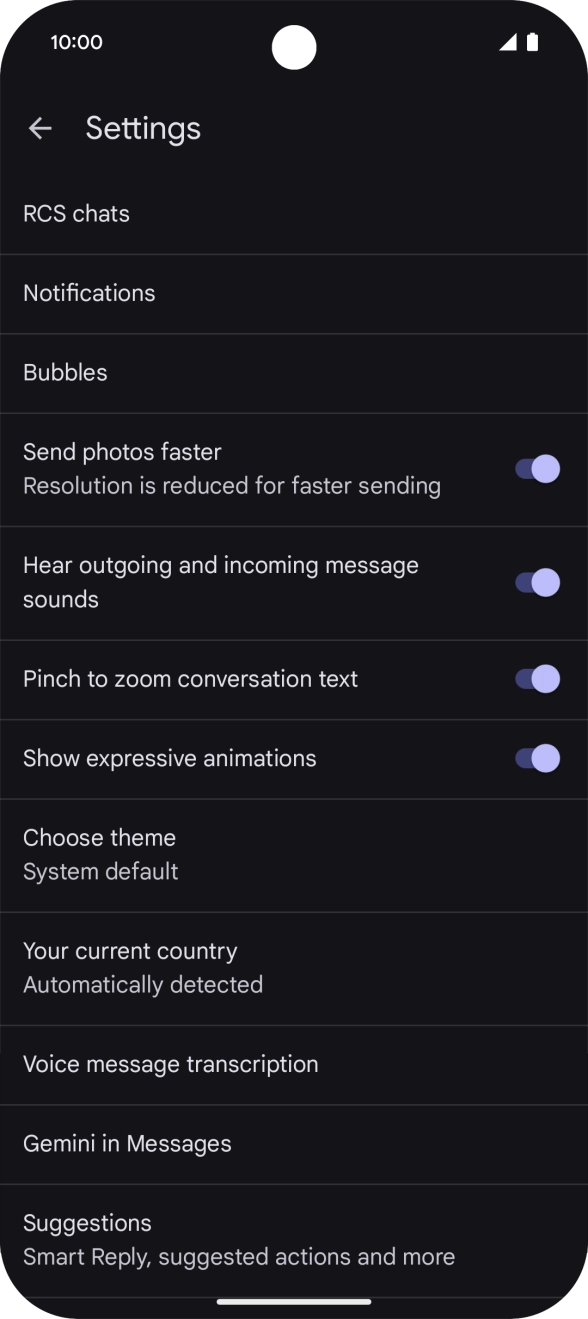 Press Gemini in Messages.