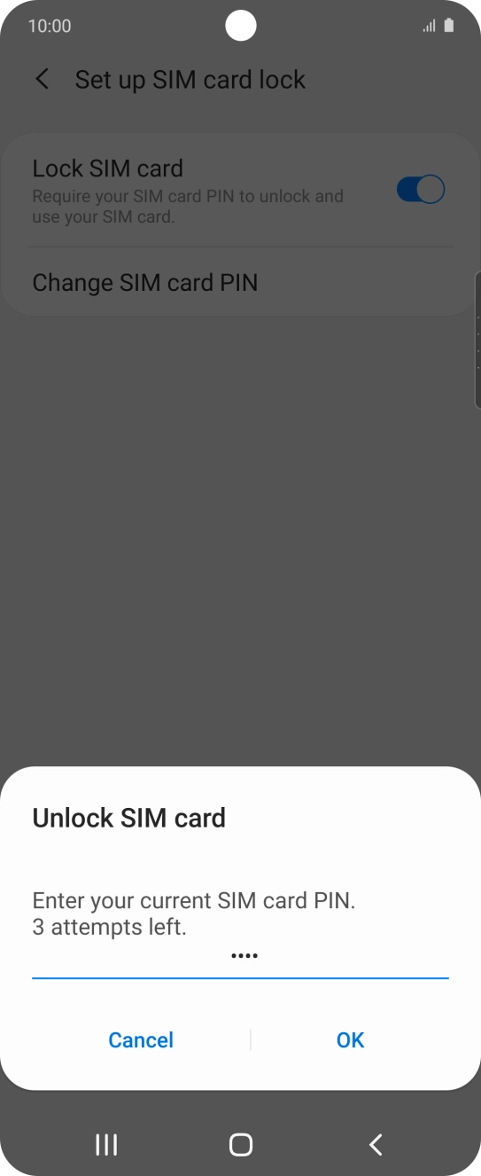 Key in your SIM PIN and press OK. The default SIM PIN is 0000.