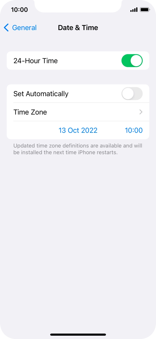 Press the indicator next to 'Set Automatically' to turn on the function.