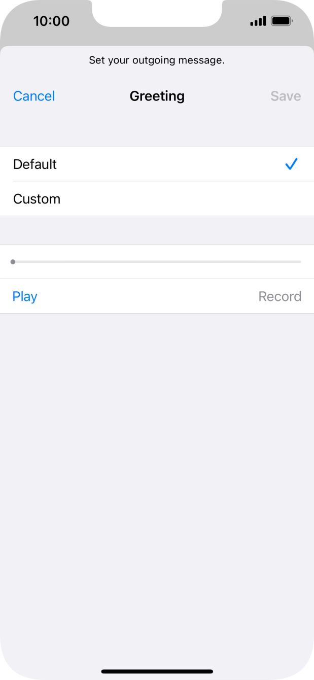 Press Default to select the default greeting.