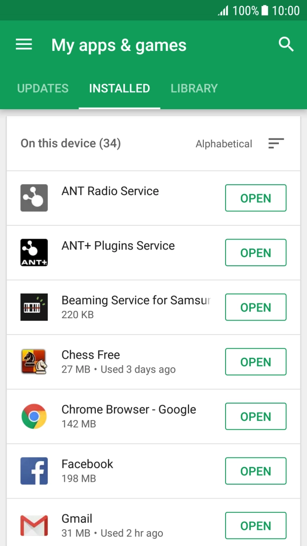 Press the required app.