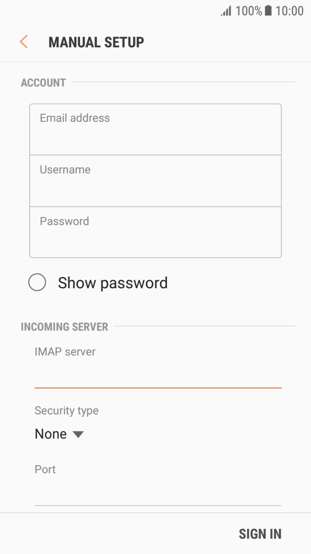 Press the drop down list below 'Security type'. Press the drop down list below 'Security type'.