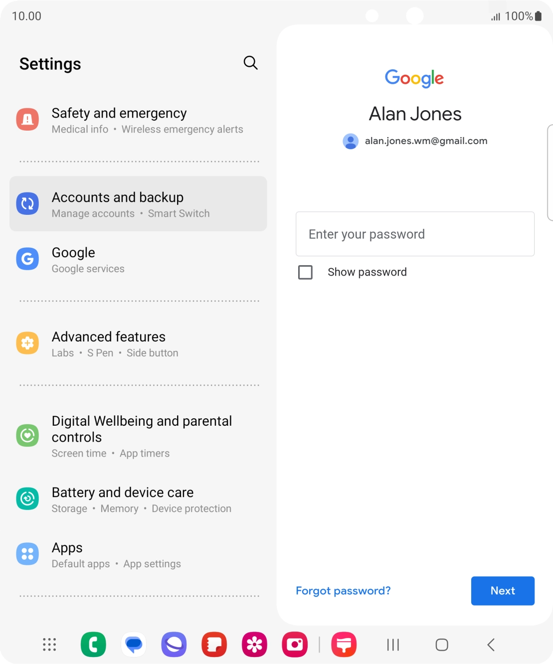 Press Enter your password and key in the password for your Google account.
