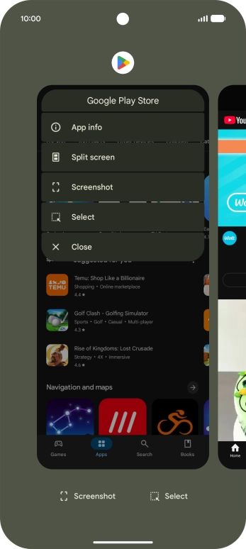Press Split screen.