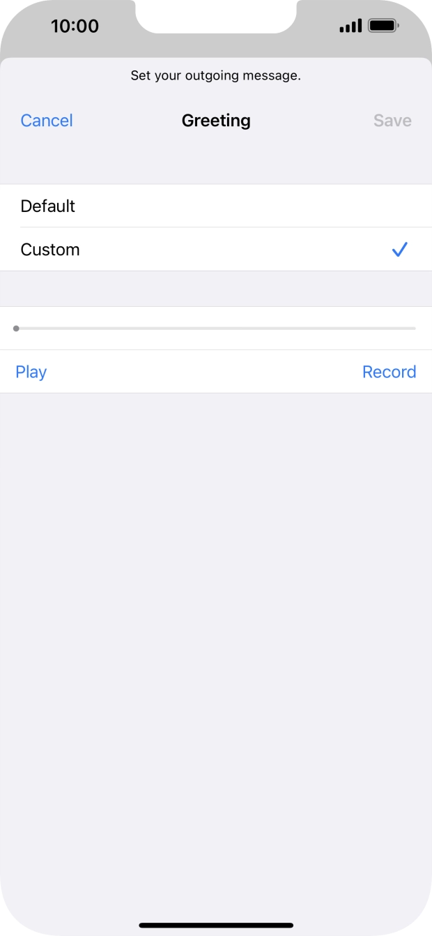 Press Record to start recording a personal greeting.